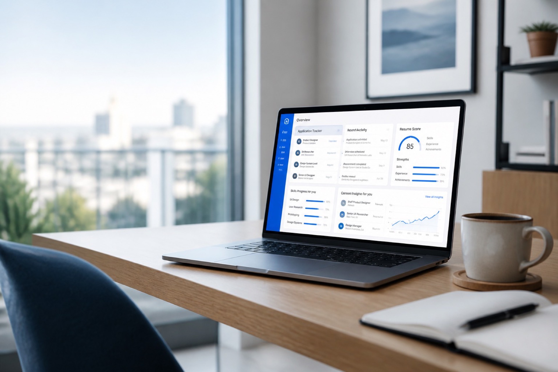 Calm workspace for focused job search